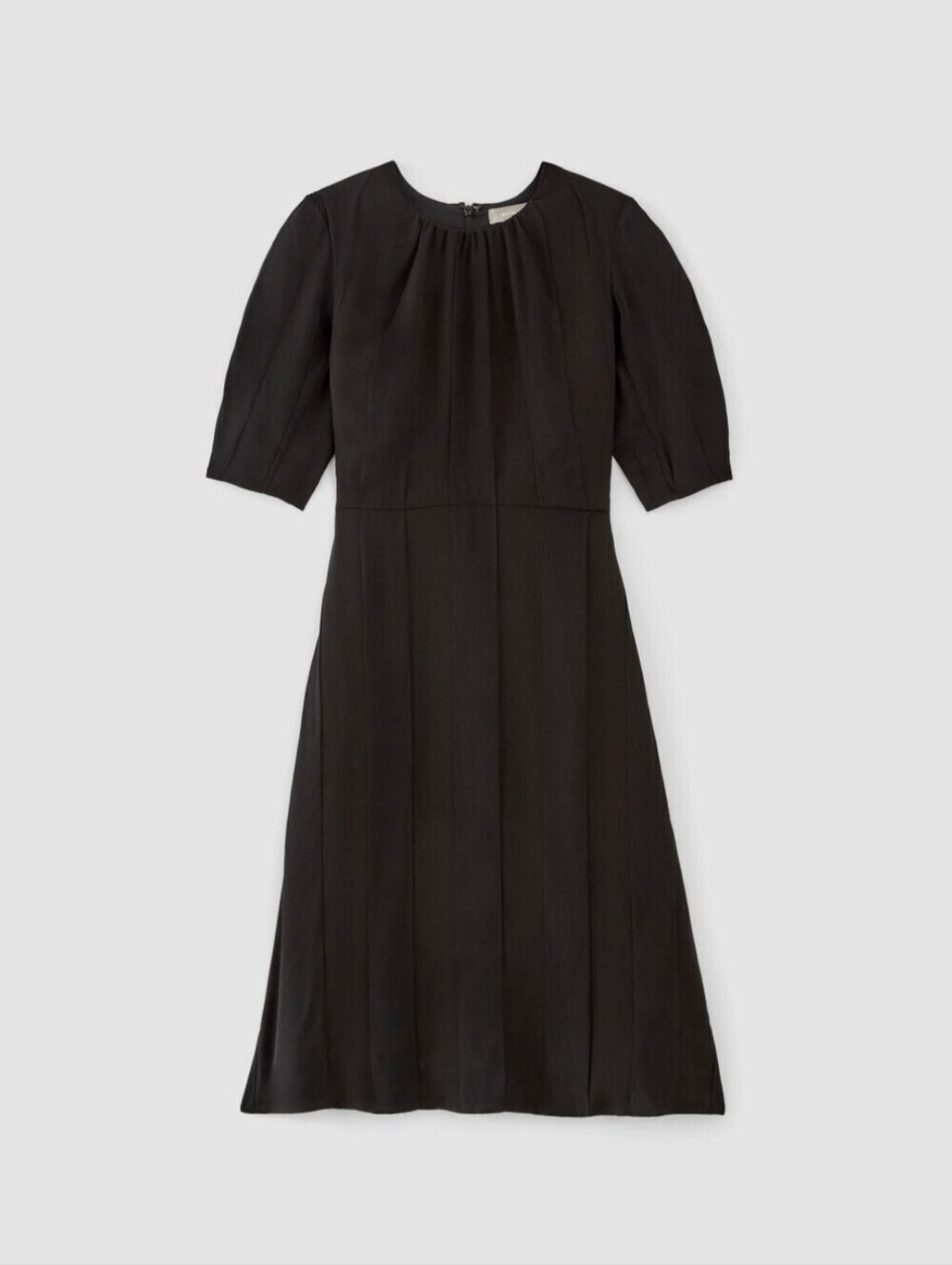 Everlane The City Stripe Ruched Black Midi Dress With Pockets Size 4
